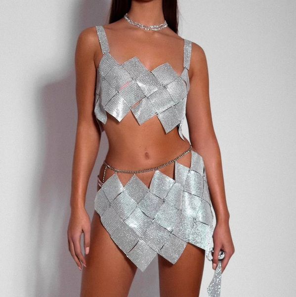 two piece dress women 2 piece set shiny crystal hollow out sleeveless backless halter tank metal chain diamond mini skirt 230628, White
two piece dress women 2 piece set shiny crystal hollow out sleeveless backless halter tank metal chain diamond mini skirt 230628, White