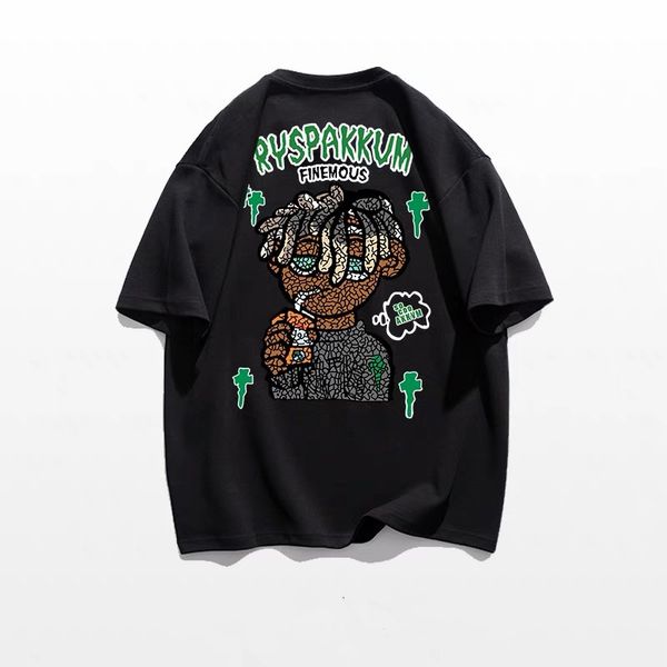 2023 european and n fashion street character designers print short-sleeved t-shirts for men's trendy summer heavyweight cotton youth sh, White;black
2023 european and n fashion street character designers print short-sleeved t-shirts for men's trendy summer heavyweight cotton youth sh, White;black