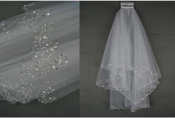 shiny handmade beaded sequined edge wedding veils 2 layers short tulle whiteivory bridal veils 2019 selling8218625, Black
shiny handmade beaded sequined edge wedding veils 2 layers short tulle whiteivory bridal veils 2019 selling8218625, Black