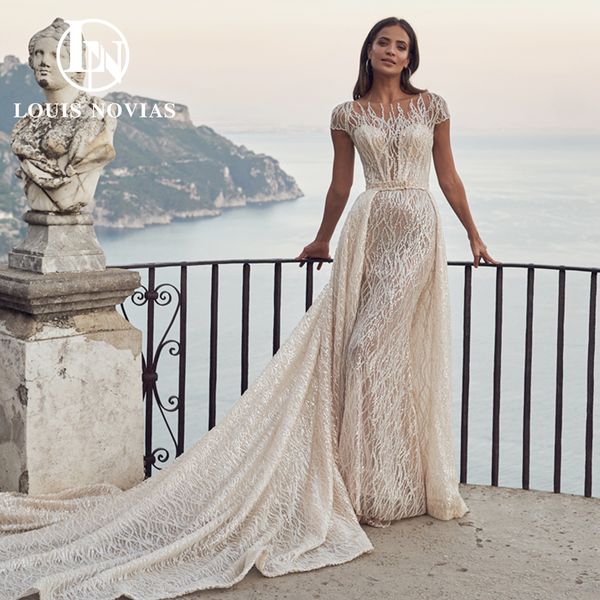 2 in 1 mermaid wedding dress 2023 short sleeve applique detachable train beading sparkling tulle dress for bride vestidos de novia, White
2 in 1 mermaid wedding dress 2023 short sleeve applique detachable train beading sparkling tulle dress for bride vestidos de novia, White