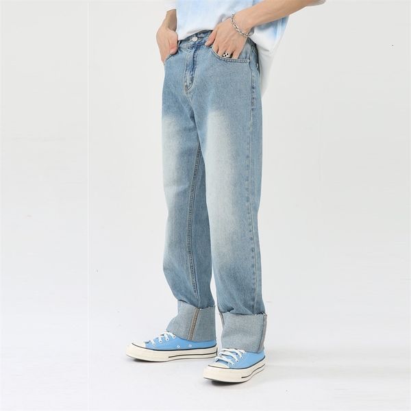 men s jeans seasons mid waist straight hemmed fashion statement casual pants 230629, Blue
men s jeans seasons mid waist straight hemmed fashion statement casual pants 230629, Blue