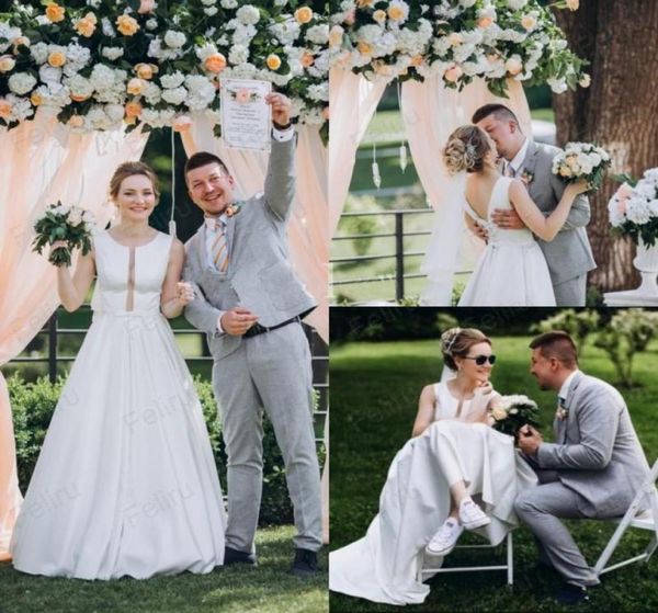 country garden stain wedding dresses 2020 jewel sleeveless open back sweep train modest simple a line bridal gowns vestido de novi1441439, White
country garden stain wedding dresses 2020 jewel sleeveless open back sweep train modest simple a line bridal gowns vestido de novi1441439, White