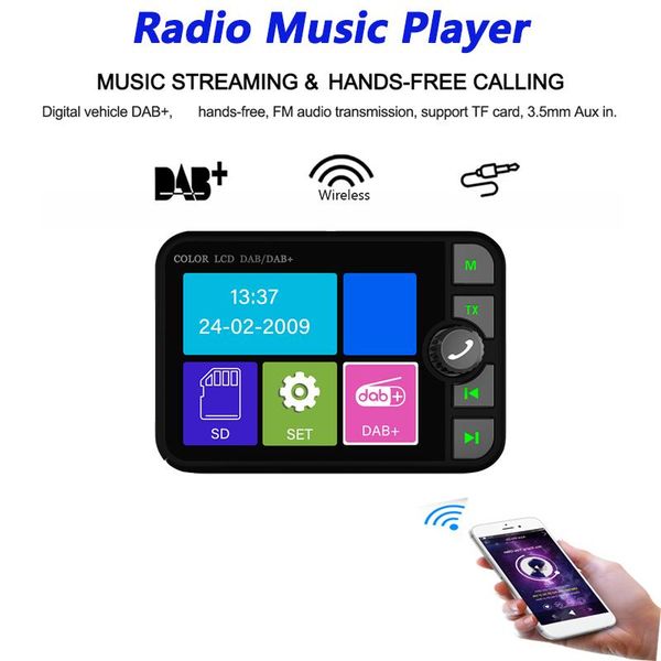 parkas stereo mp3 player 2.4 inch lcd color screen digital signal broadcast adapter dab+ receiver dab radio receiver handsfor car, Black
parkas stereo mp3 player 2.4 inch lcd color screen digital signal broadcast adapter dab+ receiver dab radio receiver handsfor car, Black