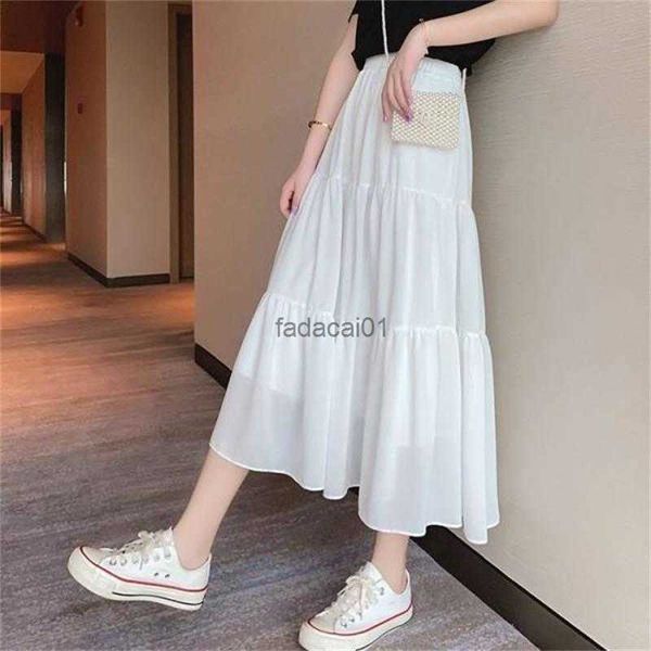 spring summer chiffon skirts women vintage high waist elastic patchwork white black chic long aline skirt for dent l230621
spring summer chiffon skirts women vintage high waist elastic patchwork white black chic long aline skirt for dent l230621