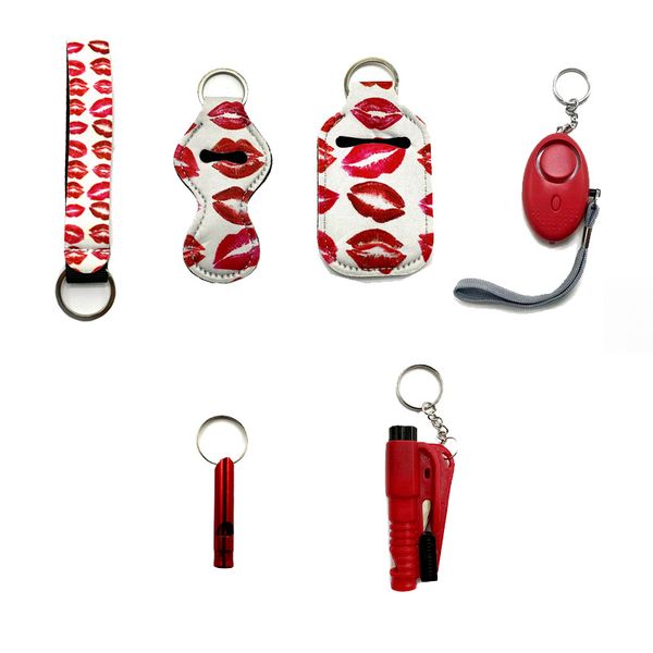 red new self-defending keychain six-piece strap wrist strap liquid bottle sleeve lipstick sleeve whistle window breaker security keychain, Silver
red new self-defending keychain six-piece strap wrist strap liquid bottle sleeve lipstick sleeve whistle window breaker security keychain, Silver