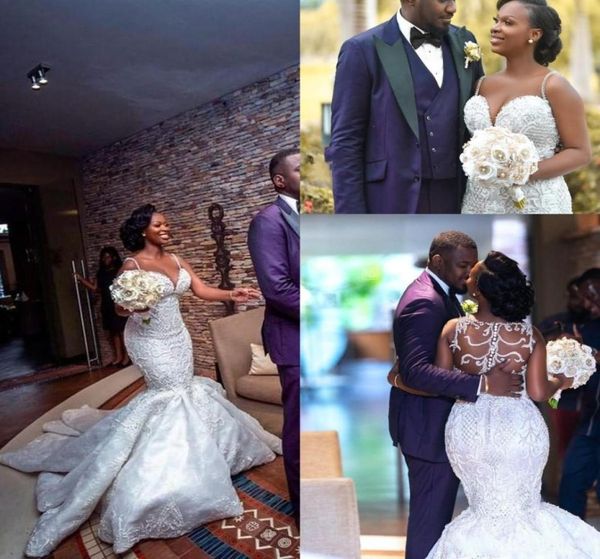2019 new plus size black girl mermaid wedding dresses spaghetti sweetheart 3dfloral appliques beaded button back sweep train brid1280068, White
2019 new plus size black girl mermaid wedding dresses spaghetti sweetheart 3dfloral appliques beaded button back sweep train brid1280068, White