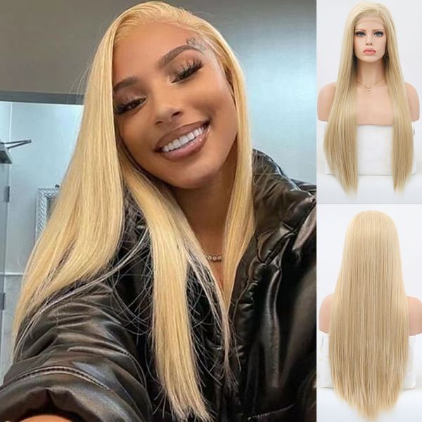 honey blonde lace front wigs for women long silky straight hair glueless heat resistant fiber hair side part, Black;brown
honey blonde lace front wigs for women long silky straight hair glueless heat resistant fiber hair side part, Black;brown