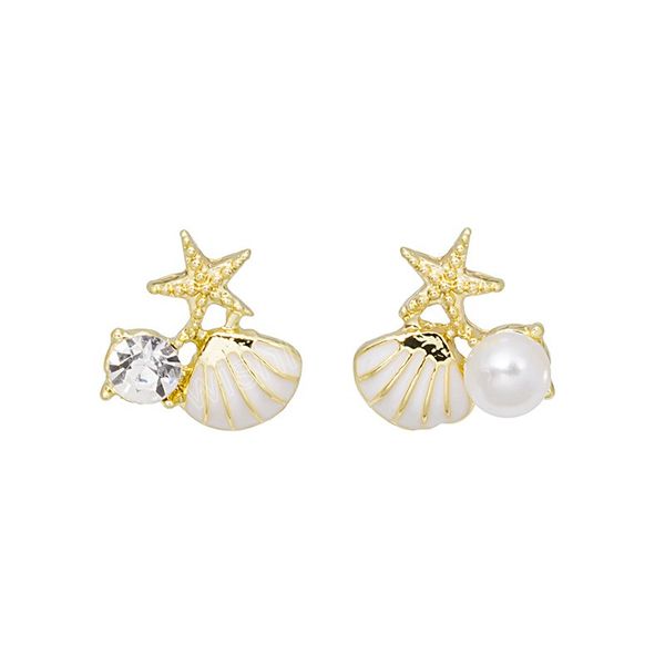 temperament ocean style stud earrings women starfish shell earring creative asymmetric ear ring imitation pearl zircon ear stud, Golden;silver
temperament ocean style stud earrings women starfish shell earring creative asymmetric ear ring imitation pearl zircon ear stud, Golden;silver