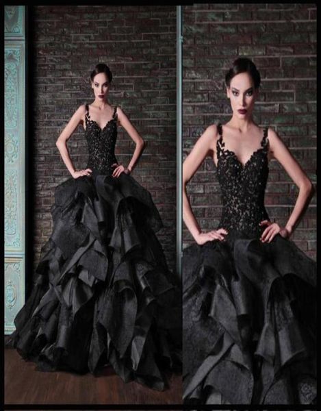 rami kadi black ball gown prom dresses tiered ruffles vintage lace spaghetti puffy prom dresses low back pageant party gowns6122346
rami kadi black ball gown prom dresses tiered ruffles vintage lace spaghetti puffy prom dresses low back pageant party gowns6122346