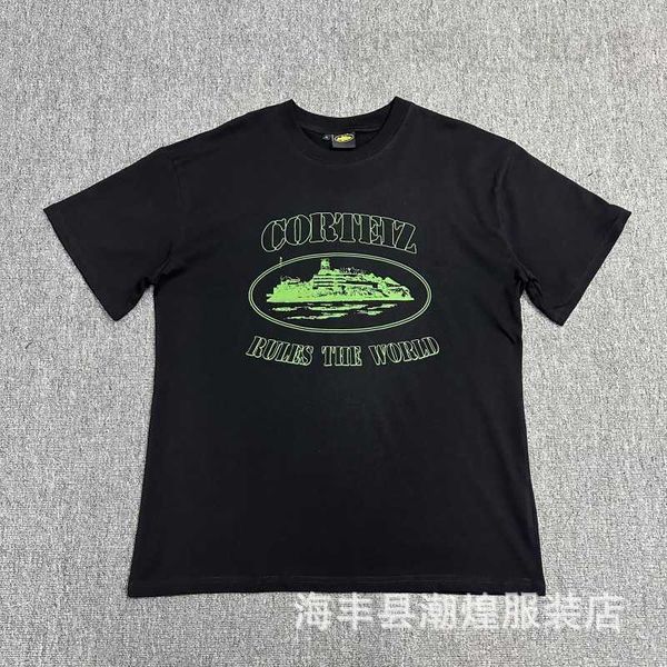 cortez demon island classic small boat letter print loose casual round neck couple short sleeve t-shirt trend 5 hgdy, White;black