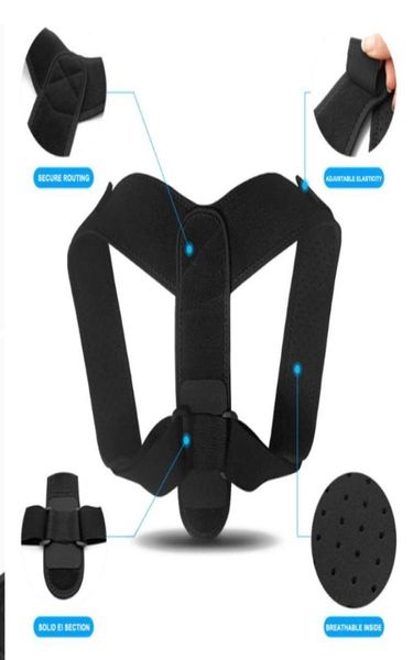 back support adjustable posture corrector men women upper brace sports safety for clavicle to neck and shoulder1152564, Black;blue
back support adjustable posture corrector men women upper brace sports safety for clavicle to neck and shoulder1152564, Black;blue