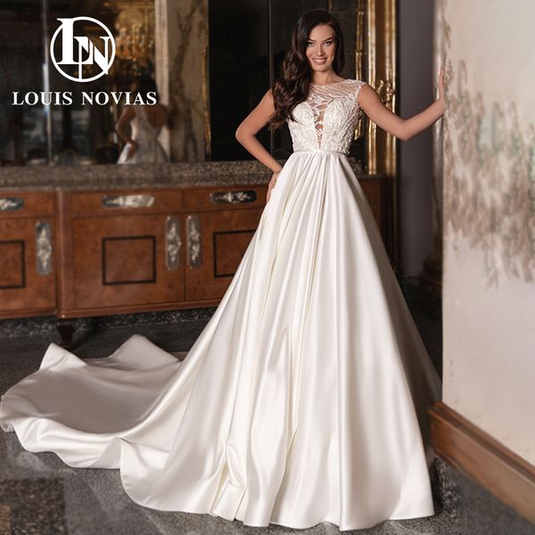a-line satin wedding dress 2023 applique beading backless scoop dress for bride pleats natural vestidos de novia, White
a-line satin wedding dress 2023 applique beading backless scoop dress for bride pleats natural vestidos de novia, White