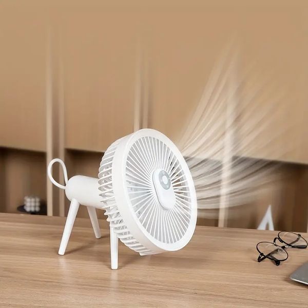 Image of 1pc Portable Folding Desktop Fan, Ceiling Fan With Light, 4 Speeds Settings Ultra Quiet, USB Rechargeable Table Fan With Light, Camping Fan Rechargeable-Upgrad Remote