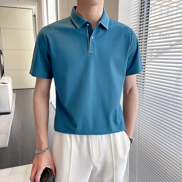 men s polos high elasticity ice silk polo shirt men 2023 summer short sleeve slim casual t shirts business social lapel tee streetwear 2306, White;black
men s polos high elasticity ice silk polo shirt men 2023 summer short sleeve slim casual t shirts business social lapel tee streetwear 2306, White;black