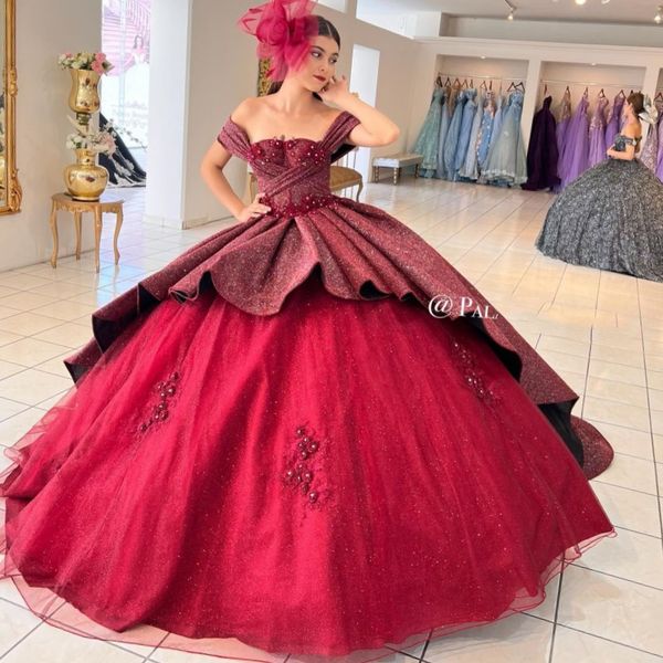 luxury shiny burgudy princess quinceanera dresses 2023 appliques crystal off shoulder sparkly birthday party sweet 16 gowns lace-up, Blue;red
luxury shiny burgudy princess quinceanera dresses 2023 appliques crystal off shoulder sparkly birthday party sweet 16 gowns lace-up, Blue;red