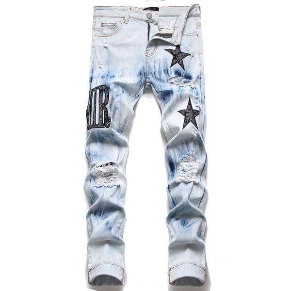 men's jeans european letter star men embroidery patchwork ripped for trend brand motorcycle pant mens skinny9ksf, Blue
men's jeans european letter star men embroidery patchwork ripped for trend brand motorcycle pant mens skinny9ksf, Blue