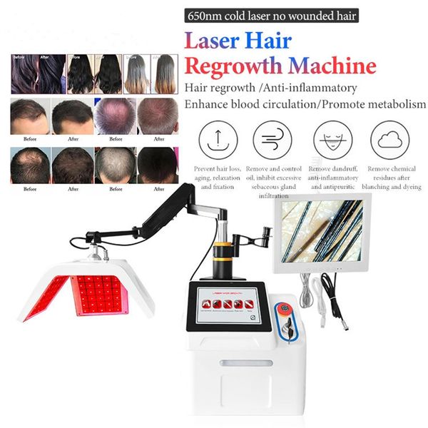 650nm low level diode laser hair regrowth machine 5 in 1 light therapy scalp detection anti hair loss treatment salon equipment, Black
650nm low level diode laser hair regrowth machine 5 in 1 light therapy scalp detection anti hair loss treatment salon equipment, Black
