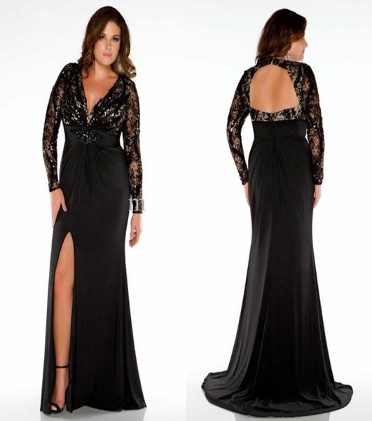 evening gown plus size long sleeve black dress deep v neck open back lace formal wear floor length split dress women4332554
evening gown plus size long sleeve black dress deep v neck open back lace formal wear floor length split dress women4332554