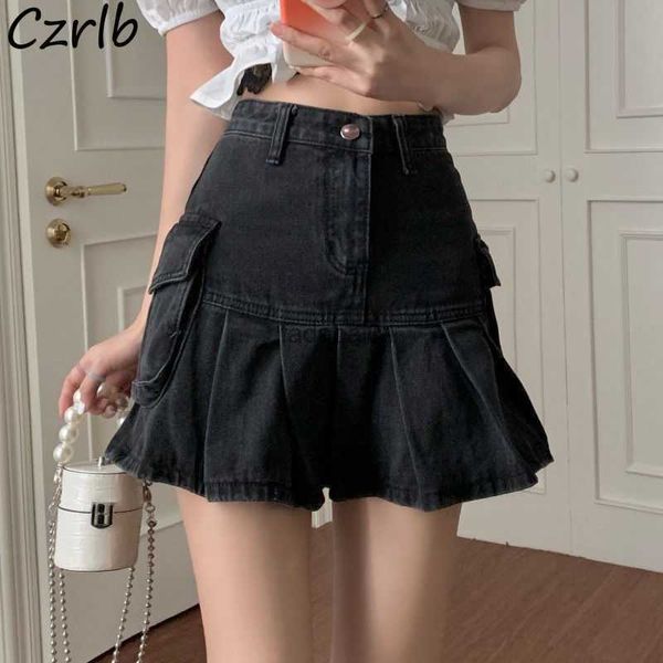 skirts women summer high waist denim mini vintage cargo pockets pleated fashion design classy cool sweet college streetwear l230621, Black
skirts women summer high waist denim mini vintage cargo pockets pleated fashion design classy cool sweet college streetwear l230621, Black