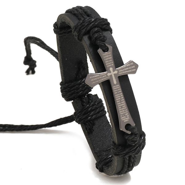 personalized vintage leather bracelet with cross, adjustable european and american weaving, small design for men and women, Black
personalized vintage leather bracelet with cross, adjustable european and american weaving, small design for men and women, Black
