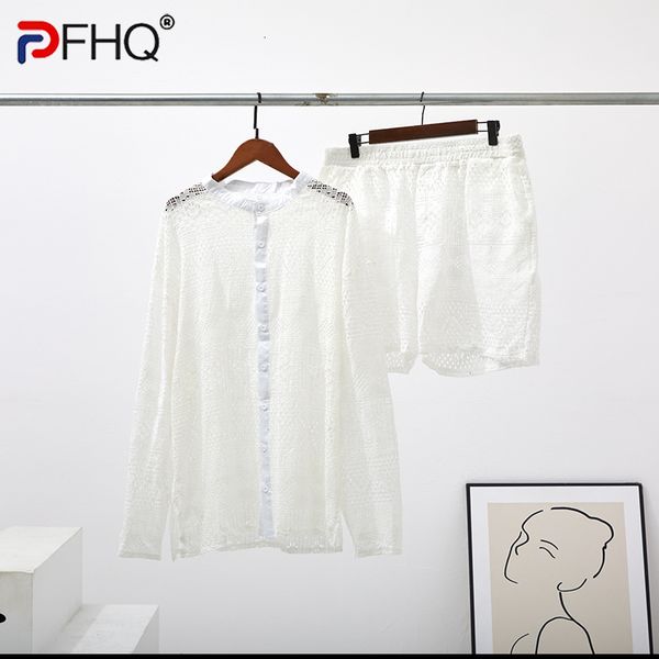 men s tracksuits pfhq 2023 summer hollow out lace shorts shirt sets fashion suit clothes trendy elegant beach 230629, Gray
men s tracksuits pfhq 2023 summer hollow out lace shorts shirt sets fashion suit clothes trendy elegant beach 230629, Gray
