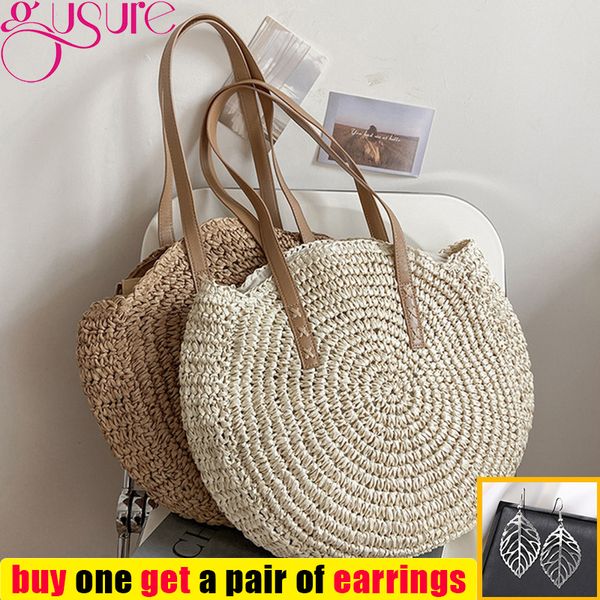 evening bags gusure summer round straw rattan bag casual handmade woven beach female large capacity shoulder travel handbag sac 230628
evening bags gusure summer round straw rattan bag casual handmade woven beach female large capacity shoulder travel handbag sac 230628