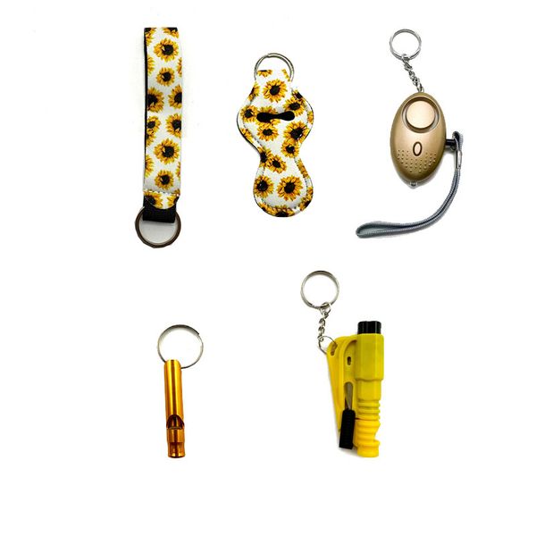 yellow new self-defensive five-piece key chain with lipstick bottle cover alarm whistle window breaker security keychain, Silver
yellow new self-defensive five-piece key chain with lipstick bottle cover alarm whistle window breaker security keychain, Silver