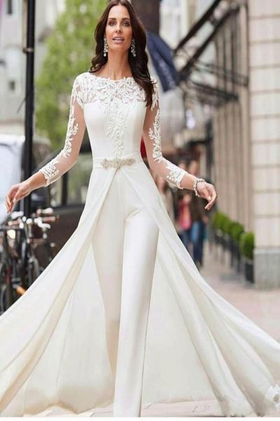 a line jumpsuit wedding dresses bateau neck long sleeves lace bridal gowns sweep train beaded vestidos de novia6545868, White
a line jumpsuit wedding dresses bateau neck long sleeves lace bridal gowns sweep train beaded vestidos de novia6545868, White
