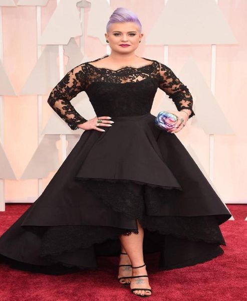 black long sleeves prom dresses with sheer neck lace appliques high low satin custom made kelly osbourne celebrity red carpet dres5762522
black long sleeves prom dresses with sheer neck lace appliques high low satin custom made kelly osbourne celebrity red carpet dres5762522