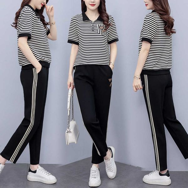 2023 summer new middle aged mother fashion age reducing stripe stand collar casual pants sportswear set women jogging suits sports, Gray
2023 summer new middle aged mother fashion age reducing stripe stand collar casual pants sportswear set women jogging suits sports, Gray