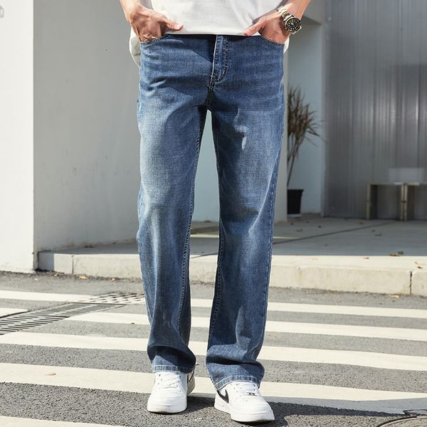 men s jeans spring and summer high end straight mid waist loose thin casual pants 230629, Blue
men s jeans spring and summer high end straight mid waist loose thin casual pants 230629, Blue