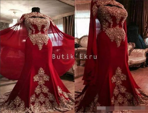 dark red long evening dresses 2019 arabic style with wrape gold appliques high neck mermaid beaded formal prom dresses custom made1622997, Black;red
dark red long evening dresses 2019 arabic style with wrape gold appliques high neck mermaid beaded formal prom dresses custom made1622997, Black;red