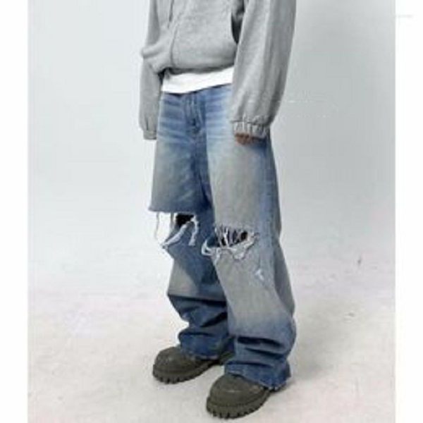 blue baggy jeans for men women big hole ripped mopping flared denim pants streetwear oversize version trousers
blue baggy jeans for men women big hole ripped mopping flared denim pants streetwear oversize version trousers