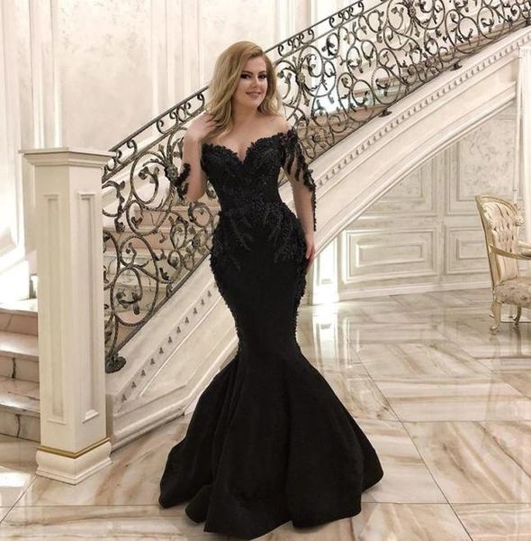 black mermaid long sleeves evening dresses 2022 beaded saudi arabic sheer neck satin long prom gowns floor length formal part5128145, Black;red
black mermaid long sleeves evening dresses 2022 beaded saudi arabic sheer neck satin long prom gowns floor length formal part5128145, Black;red