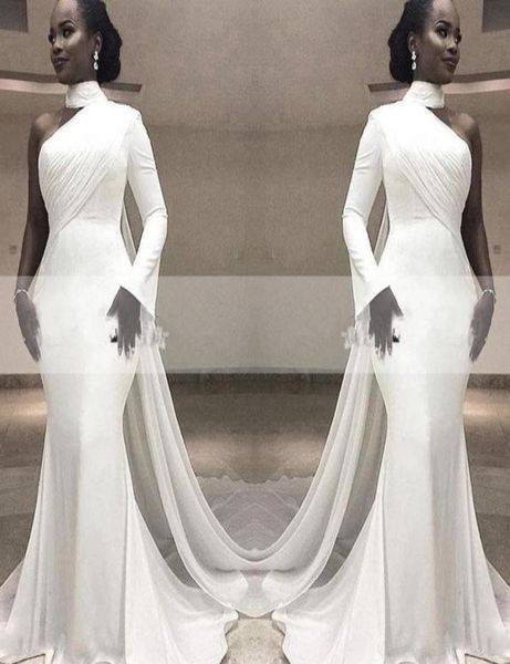 african white high neck satin mermaid evening dresses one shoulder ruched sweep train with wrap formal party red carpet prom gowns1539087, Black;red
african white high neck satin mermaid evening dresses one shoulder ruched sweep train with wrap formal party red carpet prom gowns1539087, Black;red
