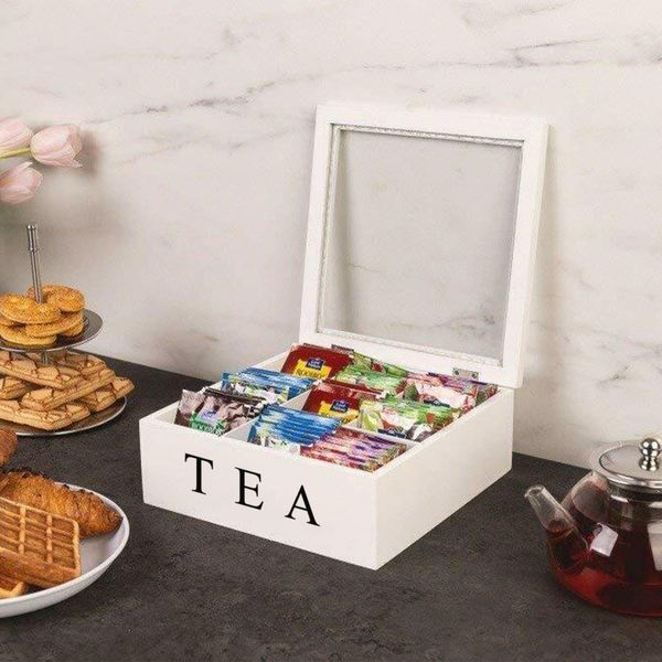dresses wooden decorative tea organizer box with lid 9compartment coffee tea bag storage holder organizer for kitchen cabinets, White;black
dresses wooden decorative tea organizer box with lid 9compartment coffee tea bag storage holder organizer for kitchen cabinets, White;black