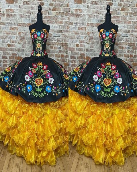2022 vintage black yellow quinceanera dresses mexican style flowers embroidered ruffles strapless laceup sweet 15 girls charro4332426, Blue;red
2022 vintage black yellow quinceanera dresses mexican style flowers embroidered ruffles strapless laceup sweet 15 girls charro4332426, Blue;red