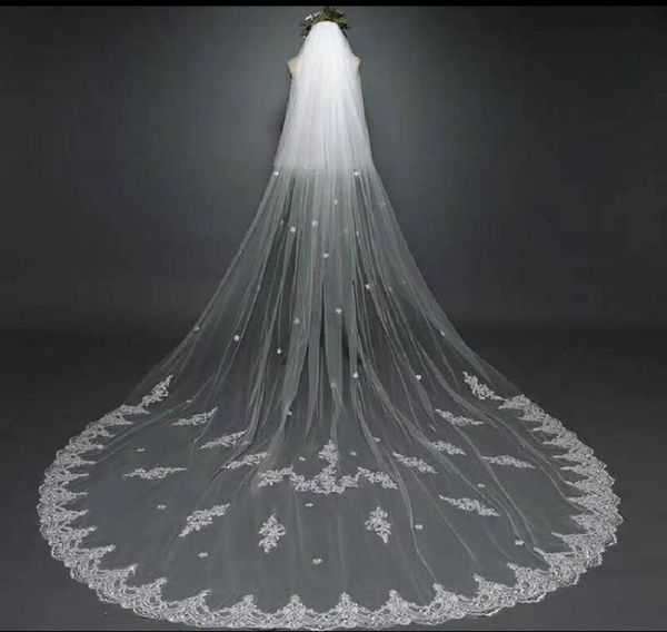 two layers long bridal veils white tulle lace applique wedding dress veil for wedding accessories7060819, Black
two layers long bridal veils white tulle lace applique wedding dress veil for wedding accessories7060819, Black