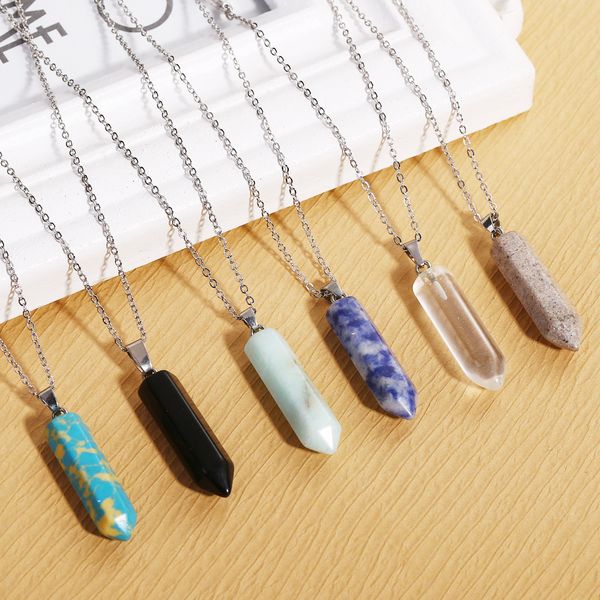 hexagon column bullet shape opal crystal natural stone pendant necklace stainless steel chain necklaces jewelry, Silver
hexagon column bullet shape opal crystal natural stone pendant necklace stainless steel chain necklaces jewelry, Silver