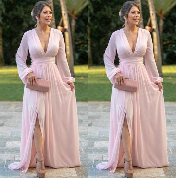 pink chiffon evening dresses deep v neck long sleeves prom dress side split a line bride party gowns5769830, Black;red
pink chiffon evening dresses deep v neck long sleeves prom dress side split a line bride party gowns5769830, Black;red