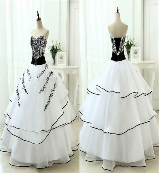fashion gothic black and white wedding dress bridal gown strapless beaded embroidered organza ruffled layers long corset back rust7721722
fashion gothic black and white wedding dress bridal gown strapless beaded embroidered organza ruffled layers long corset back rust7721722