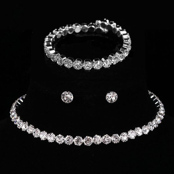 wedding jewelry sets luxury fashion round crystal set for women charm silver color bracelet stud earring trendy white zircon chain necklace, Slivery;golden
wedding jewelry sets luxury fashion round crystal set for women charm silver color bracelet stud earring trendy white zircon chain necklace, Slivery;golden