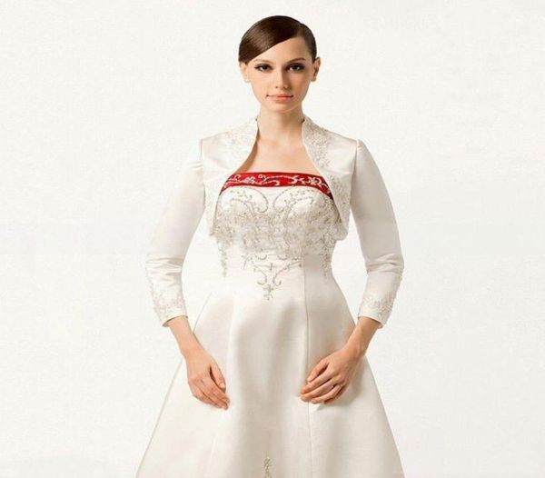 latest vintage style wedding jacket with embroidery beaded 2016 34 long sleeve bolero with stading collar custom made brida5200260, White
latest vintage style wedding jacket with embroidery beaded 2016 34 long sleeve bolero with stading collar custom made brida5200260, White