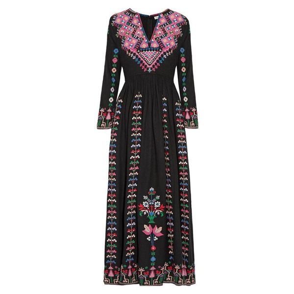 dresses summer new bohemian tourist holiday beach dress heavy industry embroidery ethnic wind vneck dress, Black;gray 
dresses summer new bohemian tourist holiday beach dress heavy industry embroidery ethnic wind vneck dress, Black;gray
