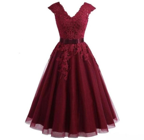 2019 tea length burgundy bridesmaid dress short v neck lace cocktail dress with cap sleeves applique graduation dresses party gown2959741, Black
2019 tea length burgundy bridesmaid dress short v neck lace cocktail dress with cap sleeves applique graduation dresses party gown2959741, Black