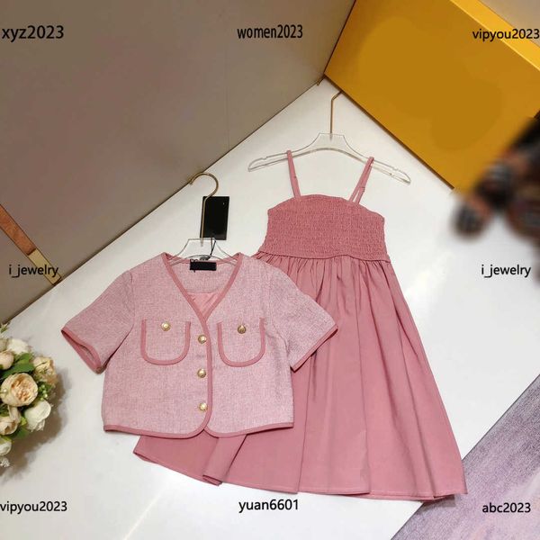 designer kids tracksuits girls dress child summer 2pcs v-neck short sleeved jacket and strap dress luxurious #multiple product, White
designer kids tracksuits girls dress child summer 2pcs v-neck short sleeved jacket and strap dress luxurious #multiple product, White