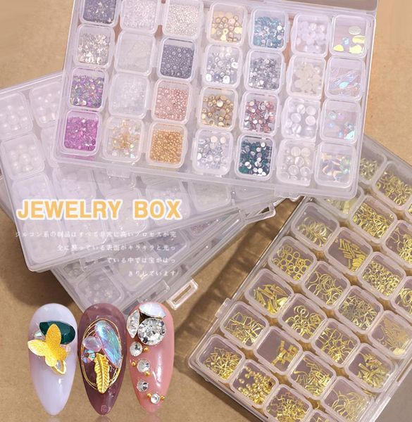 28 grids jewelry box 3d nail art decorations gold hollow metal frame rivets pearl shell shiny charm nails manicure accessories3974685, Silver;gold
28 grids jewelry box 3d nail art decorations gold hollow metal frame rivets pearl shell shiny charm nails manicure accessories3974685, Silver;gold