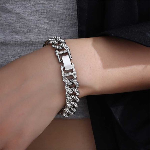 2023 simple fashionable full diamond cuban ins style hip-hop trend personalized men and women's titanium steel bracelet, Black
2023 simple fashionable full diamond cuban ins style hip-hop trend personalized men and women's titanium steel bracelet, Black