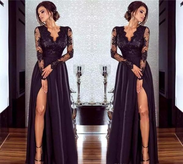 sheer long sleeve lace african prom dresses v neck formal party gowns high side split celebrity prom dresses vestido de5445728, Black
sheer long sleeve lace african prom dresses v neck formal party gowns high side split celebrity prom dresses vestido de5445728, Black
