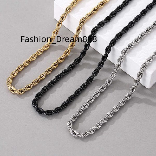 5mm stainless steel / gold plated / black twist rope chain necklaces for women men fashion hip hop jewelry, Silver
5mm stainless steel / gold plated / black twist rope chain necklaces for women men fashion hip hop jewelry, Silver